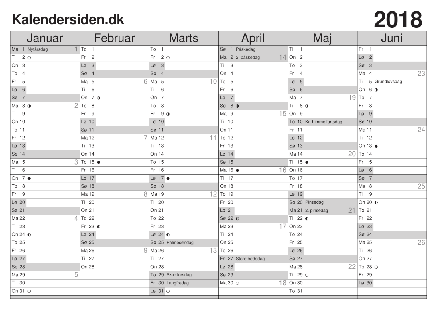 Norsk kalender 2020
