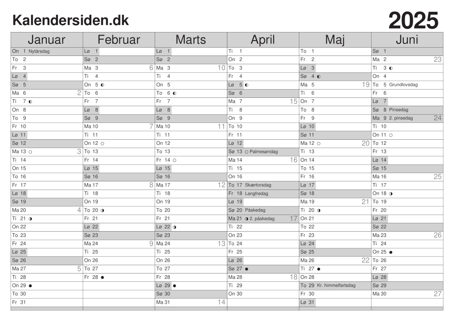 Kalender 2025